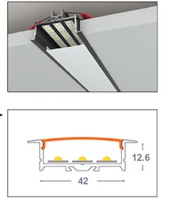 تصویر چراغ خطی توکار 42 میل گیره دار کد LT - 42 LINEAR LIGHT LT - 42