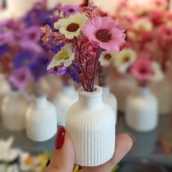 تصویر گلدان کوچک مراکشی با 7 مدل گل - سفید صورتی 