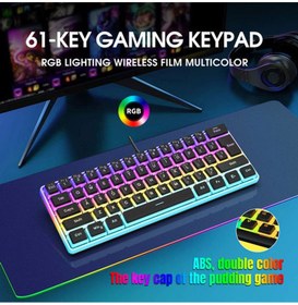 تصویر Rock Pow 60% Hot swap Mechanical Feeling Gaming Keyboard with PBT Pudding Keycaps,RGB Backlit Wired USB Optical Switches Keyboards Full Keys Programmable for Windows MAC PC Gamers Gateron Optical Blue 