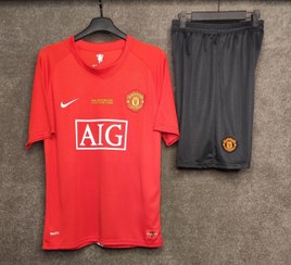 تصویر کیت پیراهن شورت تایلندی منچستر یونایتد 2008 - ب Manchester United 2008 Thai Shirt Shorts Kit