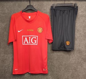 تصویر کیت پیراهن شورت تایلندی منچستر یونایتد 2008 - ب Manchester United 2008 Thai Shirt Shorts Kit