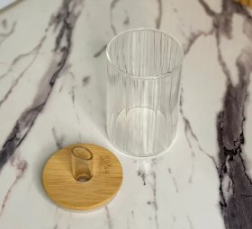 تصویر شکرریز پیرکس درب بامبو راه راه گرد 