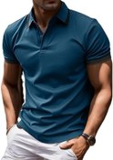 تصویر تی شرت یقه دار آستین کوتاه مردانه تابستانی تی شرت یقه دار گشاد بلوک بلوک تی شرت یقه دار تجاری 