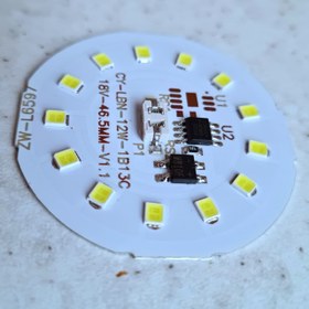 تصویر چیپ ال ای دی ۱۲ وات ماژول دی او بی لامپی ۲۲۰ ولت مستقیم رنگ سفید مهتابی مناسب جهت تعمیر لامپ ا chip dob 12w 220v chip dob 12w 220v
