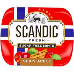 تصویر خوشبو کننده دهان بدون قند سیب دارچین اسکاندیک 14 گرم خوشبوکننده دهان اسکاندیک
