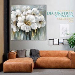 تصویر تابلو بوم بیندو طرح نقاشی گل های سفید کد BCFS26 