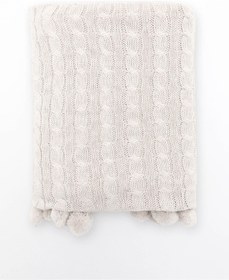 تصویر پتو تلویزیونی بافتنی بایوکاتن با پوم‌پوم - کرم برند favora Biocotton Knitwear Pompom TV Blanket - Cream