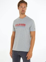 تصویر تی‌شرت آستین کوتاه مردانه - پنبه‌ای، خاکستری برند Tommy Hilfiger Men's Short Sleeve T-Shirt - Cotton, Gray