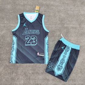 تصویر ست بسکتبالی لس انجلس لیکرز مشکی فیروزه ای کیفیت تایلندی 