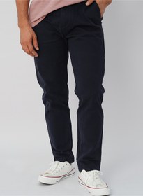 تصویر شلوار چینی مردانه با طراحی باریک و جلو صاف در رنگ نیمه شب برند jack & jones Men’s Chino Tapered Flat Front Pants in Midnight