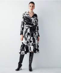 تصویر خرید اینترنتی پیراهن رسمی زنانه سیاه سفید برند ipekyol IS1230002284 ا Çiçek Desen Piliseli Gömlek Elbise Çiçek Desen Piliseli Gömlek Elbise