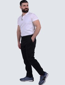 تصویر شلوار کژوال مردانه با جلوی صاف در رنگ مشکی برند selected Men's Casual Flat Front Pant in Black