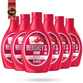 تصویر 6 عدد سس توت فرنگی هرشیز Strawberry syrup Hershey's وزن 680 گرم 