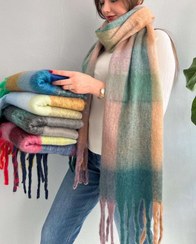 تصویر شال حریر هندی طرحدار منگوله دار(۱۵۳۹) 