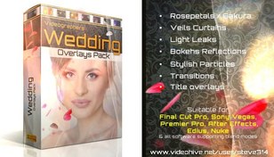 تصویر پک حرفه‌ای افکت‌های عروسی: گل رز، نشت نور و بوکه‌های رویایی 