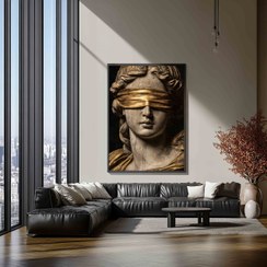 تصویر تابلو دکوراتیو بانوی عدالت زرین | شاهکاری نئو کلاسیک برای فضاهای رسمی و لوکس 
