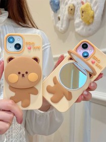 تصویر گارد brown bear آیینه ای اورجینال آیفون و اندروید - lPHONE 13 Cover brown bear original iphone and Android