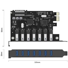 تصویر کارت USB 3.0 هفت پورت PCI اوریکومدل PVU3-7U-V1 