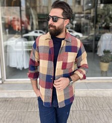 تصویر پیراهن پشمی ضخیم - کرم زرشکی / M 