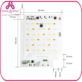 تصویر LED DOB RGB فول اسپکتروم 30W 220V سایز 106X84mm دارای مدار محافظتی Anti Surge به همراه ریموت کنترلر 