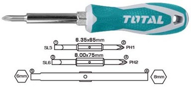 تصویر پیچ گوشتی 6 کاره توتال مدل THT250607 6 IN 1 Screwdriver set