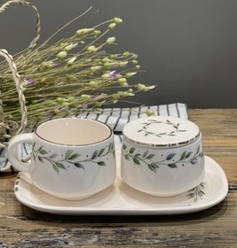 تصویر ست یک نفره برگ زیتونی 