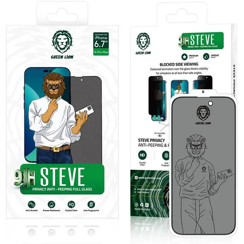 Green Lion 9H Steve Matte Screen Protector for iP15 Pro/Pro Max