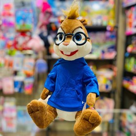 تصویر عروسک الوین با هودی آبی و عینک 