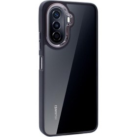 تصویر گارد دور سیلیکونی پشت شفاف برلیا Huawei Nova Y70 Clear Metal Case 