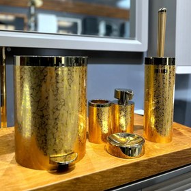 تصویر سرویس دستشویی پنج پارچه طلایی بتیس مدل شاین طرح سنگ 