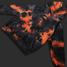 تصویر هودی تای دای ( شیبوری ) ابر و بادی نارنجی-مشکی Orange & Black Tie Dye Hoodie