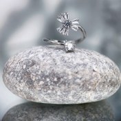 تصویر انگشتر گل افتابگردان نقره ای 