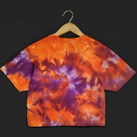 تصویر کراپ آیس دای (شیبوری) نارنجی- بنفش Orange & PurpleTie Dye Crop Top