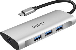 تصویر هاب تایپ سی 6 پورت ویوو WiWU Alpha 631STR Portable Multiport Type-C Hub 6 in 1 Laptop Adapter 