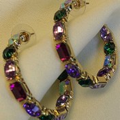 تصویر گوشواره سنگ رنگی مدل میخی 