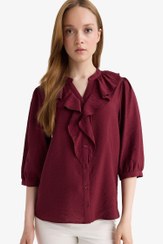 تصویر شومیز زنانه زرشکی دفکتو 