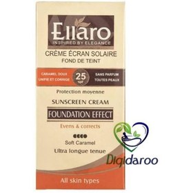 تصویر کرم ضد آفتاب الارو رنگی مناسب انواع پوست SPF25 Ellaro sunscreen Tinted for all skin types foundation effect SPF25 cream 40ml