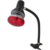 تصویر لامپ مادون قرمز (InfraRed) ۲۵۰ وات فیلیپس (PHILIPS) مدل BR125/RED پایه معمولی (E27) به همراه چراغ گیره ای صنایع فلزی کریم زاده مدل CL-116 با پایه معمولی (E27) سرامیکی با ارتفاع فنر 40 سانتی متری دارای کلید بین راهی PHILIPS BR125 IR 250W E27 230-250V Red 1CT/10 with KARIMZADEH METAL INDUSTRIES CLIP LAMP CL-116