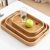 تصویر سینی پذیرایی بامبو ۳ تکه بیضی شکل لبه دار 