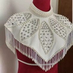 تصویر یقه حجاب مرواریدی مجلسی 