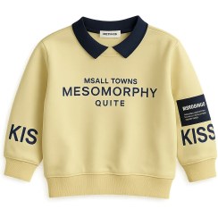 تصویر بلوز بچگانه یقه دار کرم و سرمه ای سایز ۱ تا ۵ سال 