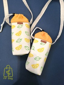 تصویر کیف پارچه ای بطری دست دوز-پنبه الیاف طبیعی-چاپ دستی-طرح لیمو ا handmade fabric bottle bag handmade fabric bottle bag