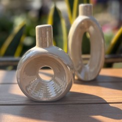 تصویر گلدان جفتی شیاردار سرامیک لاستر 