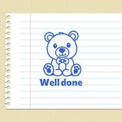 تصویر مهر تشویقی انگلیسی - well done خرس 