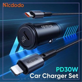 تصویر شارژر فندکی فست شارژ Mcdodo CC-7492 QC PD 3A 30W + کابل تبدیل تایپ سی ا Mcdodo CC-7492 QC PD 3A 30W Car Charger With Type-C To Lightning Cable Mcdodo CC-7492 QC PD 3A 30W Car Charger With Type-C To Lightning Cable