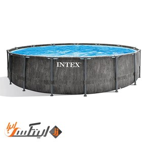 تصویر استخر پیش ساخته برزنتی طرح چوب اینتکس intex 26744 intex 26744