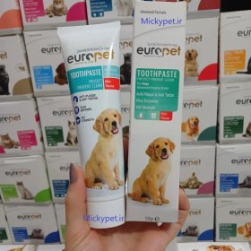 تصویر خمیردندان۱۰۰گرمی یوروپت با طعم گوشت گاو مناسب سگ Europet toothpaste for dog with beef flavour