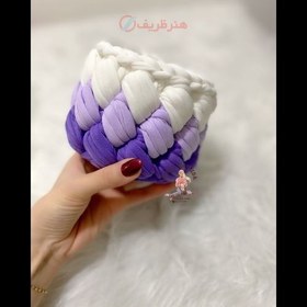 تصویر سبد لوازم آرایش تریکو بافت منظم با کیفیت بالا High quality regular weave tricot cosmetics basket