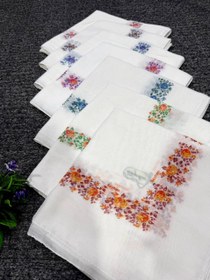 تصویر روسری سفید مارک سیحان مدل گلدار جنس درجه یک scarf