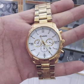 تصویر ساعت کاسیو مردانه CASIO تقویم دار طرح 3موتور رنگ ثابت استیل ضد اب 